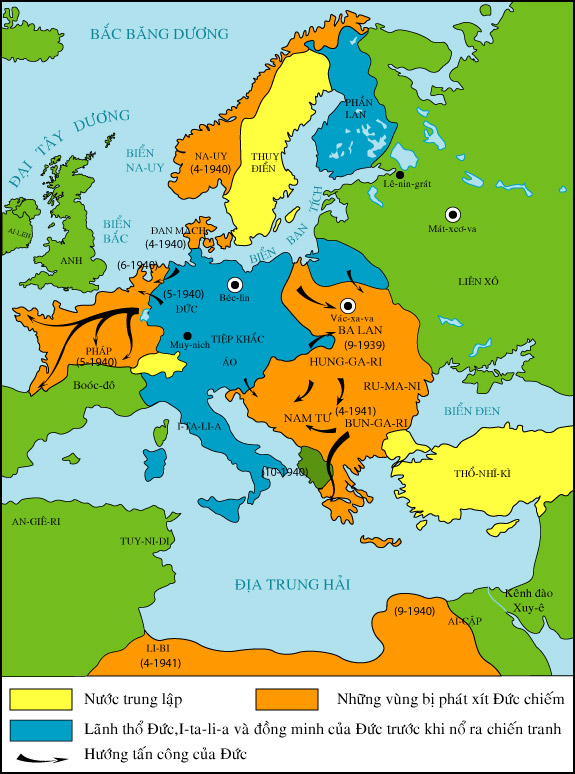 Lược đồ quân Đức đánh chiếm châu Âu ( 1939 - 1941)